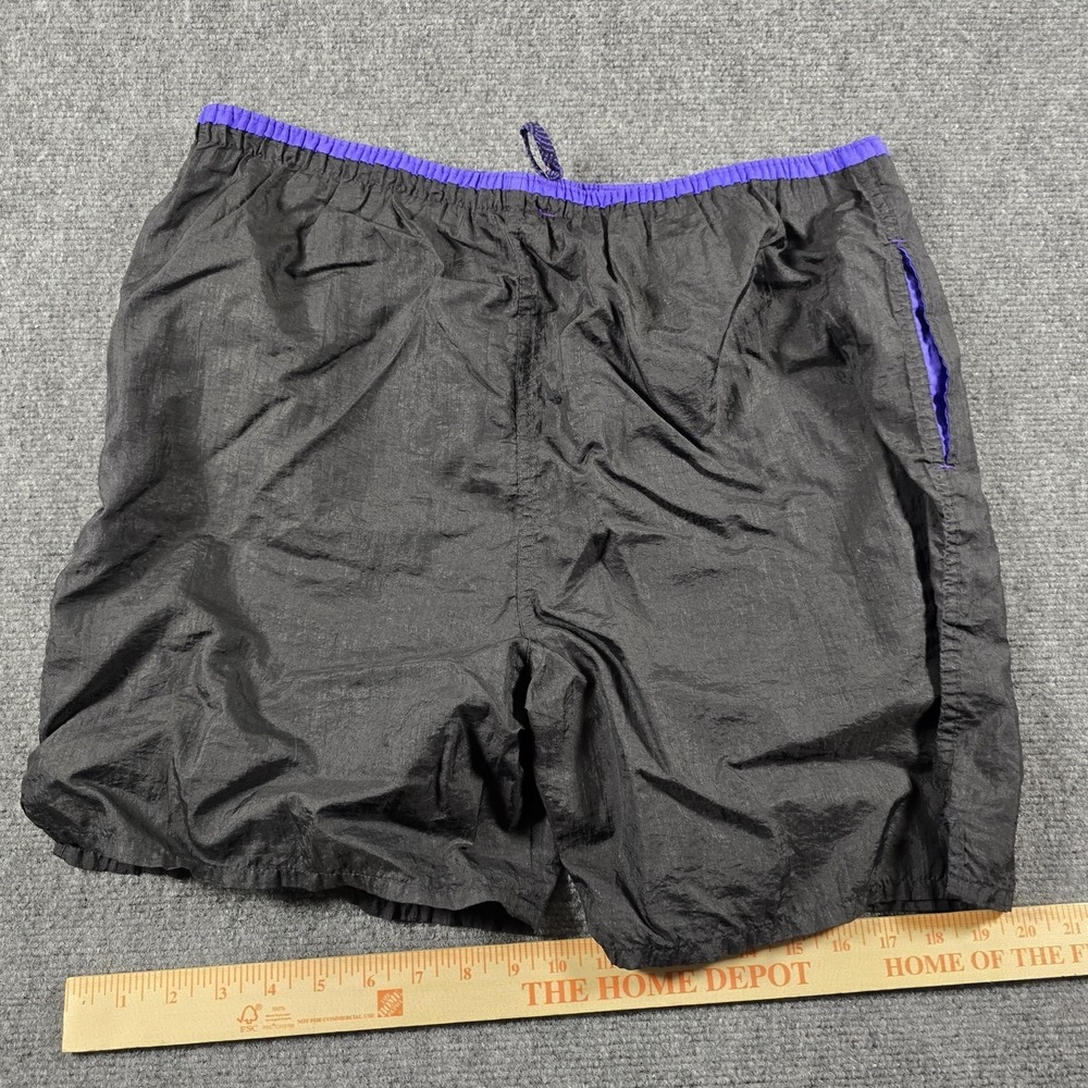 Vintage L.L.Bean Youth XL Nylon Running Shorts Black Purple Made In USA